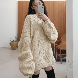 패션 - mevgohot 2019 가을 겨울 여성 대형 스웨터 플러스 크기 캐주얼 느슨한 한국 스타일 스웨터 femme 니트 Vestido MM001