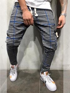 Nowe męskie spodnie Harerem Slim-Fit Fit Cool Plaid Casual Sports Paski Hip Hop Spodnie Streetwear Joggers Track Mens Splud