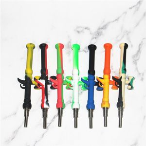 Silicon Bongs Water Pipes Silicone Oil Rigs mini bubbler bong Hookahs Glass Bowl dabber tools vapor straw