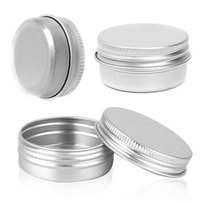 Refillable packning flaskor behållare aluminium tom kosmetisk silver låda skruvburk bärbar resa tenn box smink cream lip balm krukor