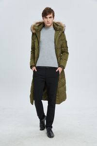 Cappotto invernale da uomo Piumino lungo Piumino Parka Cappotto spesso caldo con cappuccio Taglie forti S-4XL Verde militare nero