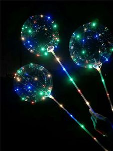 70cm Stick Pole LED Balloon Light Up 20inch BOBO Ball Palloncini trasparenti 4 colori Flash Evento di laurea Decorazioni per feste di nozze di Natale06