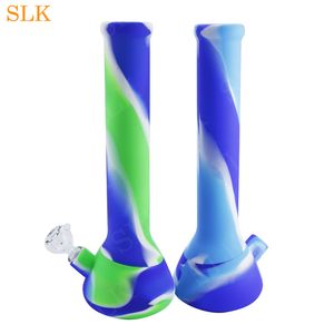 10 colors Dab Rig Silicone Bong Water Pipes glass bowl Honeycomb Smoking Bongs Headshop Wax Oil Rigs Silicone bubbler Hookah Beaker