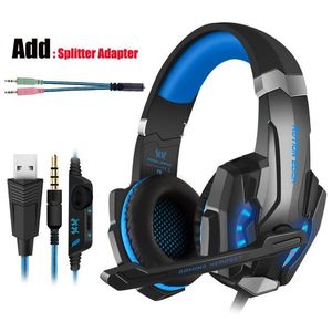 Factory direct Kotion Each G9000 head-mounted wired Gaming Headphone 3.5mm Stereo Jack with Mic LED Light for PS4/Tablet/Laptop/Cell Phone