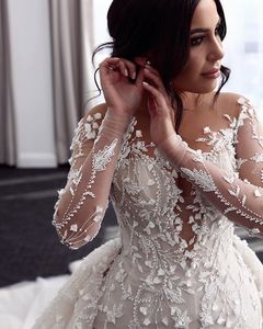 Wedding Dresses Mermaid Bride Bridal Gowns Long Sleeves Lace Appliques Detachable Train Removable Skirt Custom Made Plus Size
