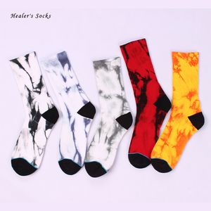 New Fashion Men and Women Socks Cotton Colorful Marble Tie-dye Art Harajuku Skateboard Funny Street HipHop Happy Tube Socks