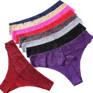 One Piece Ice Silk seamless g string thongs Lady Lace fabric girl T pants sexy women panties lingeries woman