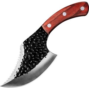 5 tum högt kol rostfritt stål smidd handgjorda kniven bärbar utomhusöverlevnad campingkniv klyver kökskockkniv med mantel