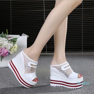 Hot Sale- Women's Summer Shoes New 2020 National Wind Wedges High Platform Embroidered Female Sandals With Fish Toe Sandals