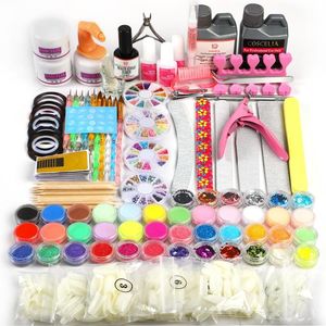 Acrílico pó manicure conjunto nail art ferramenta kit extensão kit de extensão 120ml acrílico conjunto líquido prego glitter pó dicas navio ru nos