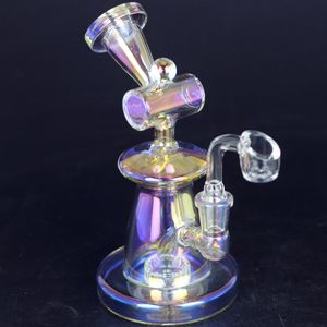 Nowy elektromagnetyczne szkło Colorfu Bong Rura wodna Hookah Lod Catcher Dab Rigle Olejki Miska Downstem Wysokość palenia 18 cm