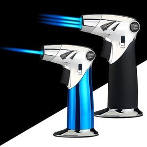 BBQ Gas Jet Lighter Outdoor Triple Torch Lighter For Cigar Pipe Powerful Windproof Kitchen Spray Gun Metal Gadgets For Man