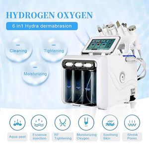 Najnowszy 6w1 H2-O2 Hydra Dermabrasion Aqua Peel RF Bio-Podnoszenie Spa Facial Hydro Water Microdermabrazy Machine Machine Cold Hammer Oxygen Spr