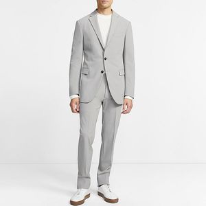 Abiti da uomo grigio abito casual da uomo 2 pezzi blazer con pantaloni pantaloni da uomo abito da lavoro da lavoro abito da sposa