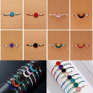 Hand-woven Precious Gemstone bracelet Make a wish Natural stone Bracelet Handmade Beads Braided Bracelets with Card Jewelry drop ship
