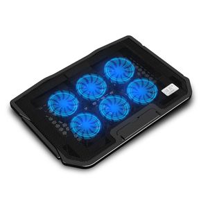 Laptop Cooling Pad Cooler Six Fans Gaming LED-skärm Två USB-portar Cool Stand Notebook 17Inch