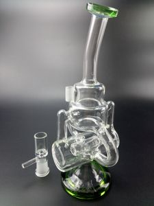 Green Heady Glass Water Bong Hookhs Cake Bongs Inline Perc Percolator Dab Rig 8.6inch Hookh