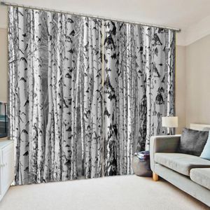 white Birch forest curtains Bedroom living room windproof thickening blackout fabric Thickened blackout curtains