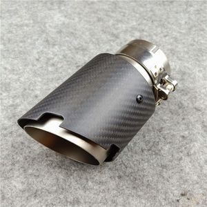 For Universal Carbon Fibre Car Exhaust Pipe Muffler Tip Matte Black Twill Silver Coated Stainless Steel 1PCS