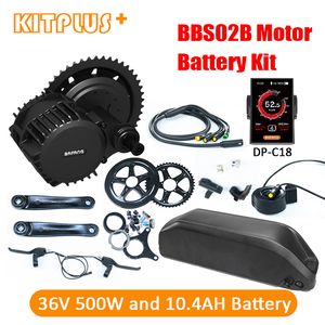 Pil 10.4AH ile Motorlu Bisiklet Bisiklet için Bafang Merkez Motorlu 8Fun 36V 500W BBS02 Elektrik Motoru Kiti