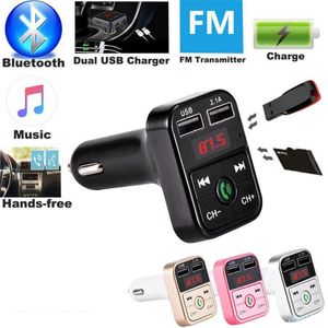 Car Kit B2 Multifunktion Bluetooth FM-sändare 2.1a Dual USB Billaddare FM MP3 Player Car Kit Support TF-kort Handsfree U-disk