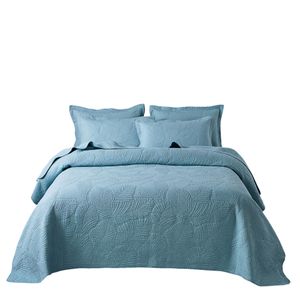 Home Katoen Borduurwerk Blauw Bedcover Bedspreien Bed Set Borduurwerk QUILTCOVER Coverlets Bedsheet Luxe Beddingsets King Size Mattres Tiper