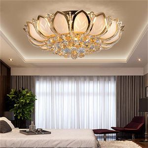 Grossista Crystal Lotus lâmpada pingente luzes de teto lâmpada de cristal quarto rodada sala de LED de cristal lâmpada de lustre de corredor