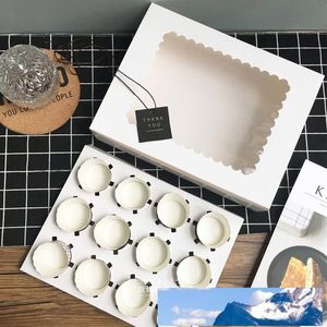 10 pcs cupcake box with window White Brown kraft paper Boxes Dessert Mousse box 12 Cup Cake Holders wholesalers Customized