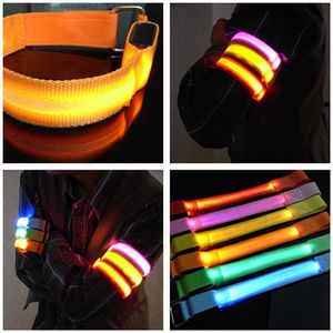 Novidade iluminação LED piscando pulseira de pulso braço braço cinta cinta de segurança para noite rodando a mão ciclismo fluorescente