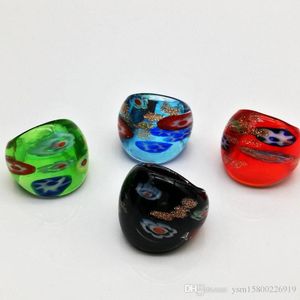 8st blandar färger kinesiska stil smycken lampor glas murano ringar 17-19mm grön blå svart röd blomma