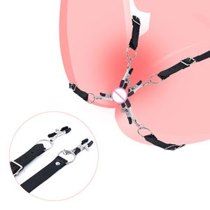 2 pçs Labia Spreader Wrap Around Thighs Clitoris Clamps Sex Bondage BDSM Slave Women Pussy Maca Vaginal Speculum Adult Game Y200616