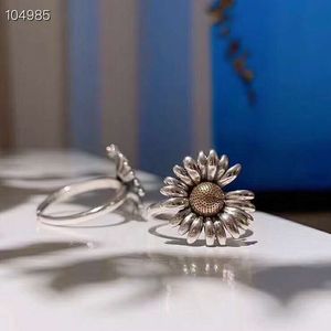 925 sterling silver flower ring vintage sterling silver small daisy flower open ring ladies trend hip-hop sun flower ring