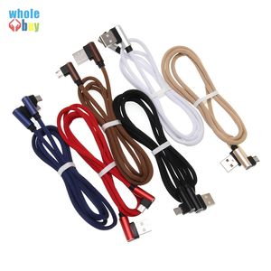 2M Partihandel Högkvalitativ 90 graders L-formad Tyg Game Cable Micro / Type C USB Data Cable För för Android Mobiltelefon