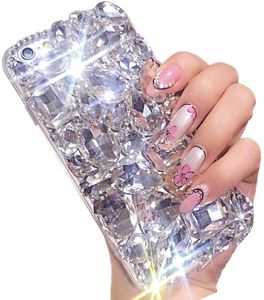 Luxo 3D Glitter Sparkle Bling Celular Casos Brilhantes Cristal Rhinestone Diamond Bumper Clear Gems Capa protetora para iphone 11 12 13 Pro Max XR X 8 7 Samsung S20