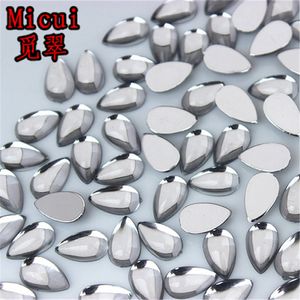 MICUI 300st 6 10mm Mix Color Drop Rhinestones Flat Back Acrylic Gems Crystal Stones Non Sying Pärlor för DIY -kläder ZZ7071662