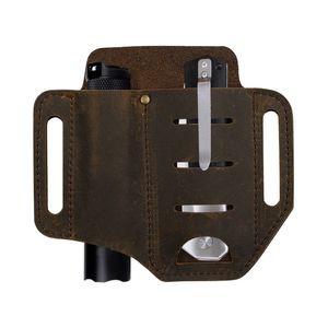 Handmande EDC-Leder-Essential-Tragetasche für militärische Mutil-Werkzeugscheide, 2 Farben zur Auswahl: Braun und Schwarz, 15,2 cm x 13,5 cm/5,98 x 5,31 Zoll