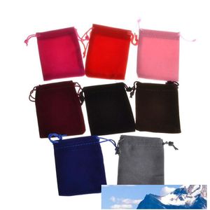 Grey Red Blue Velveteen Velvet Drawstring Gift Jewelry Packaging Bags Pouches for Christmas/Wedding Favor 50 pcs/lot 10x12cm