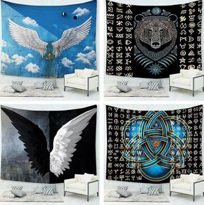 O mais recente tamanho 230x180cm tapeçaria, 10.000 estilos para escolher entre anjo europeu e americano Angel Devil Wall Hangings, suporte Logotipo personalizado