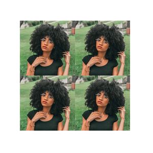 Wholesale malaysia wig resale online - new hairstyle Malaysian Hair afro short cut kinky curly natural wig African Americ simulation human hair curly wig with bang for woman