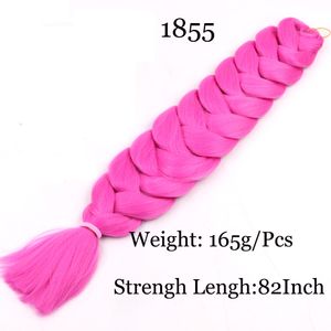 Större lager Syntetisk flätande hår 82inch 165g Singelfärg Hög temperaturfiber Syntetisk virka Jumbo Braiding Hair Extensions