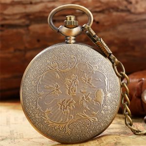 Steampunk Antique Hollow Out Dad Father Watch Men's Quartz Analoga Pocket Watches Halsband Pendant Chain Gift2876