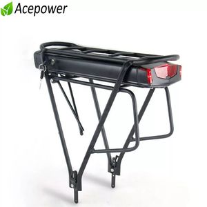 Bakre rack ebike batteri 36V 17AH 36 V 15AH 13AH 10ah elektriska cykelbatterier med 2 lager Bagage för 500W 350W 250W motorer