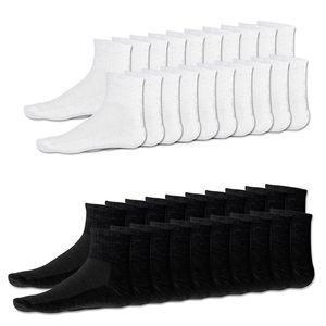 20 pares de calcetines deportivos de algodón para hombre, calcetines deportivos de trabajo, tallas 6-10, blanco y negro