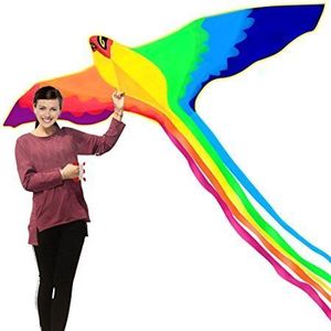 Barngåvor 74 inches Färgrik Papegoja Bird Kite Easy Fly With Handle Line Outdoor Toys Wholesale