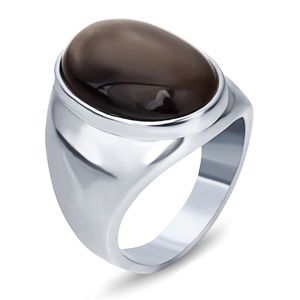 Topp mode rostfritt stål vackert vit / röd brun opal ringar för män ovala form charm damer sten smycken