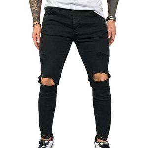 Calças de brim dos homens moda verão sexy buraco lápis calças para homens preto azul roupas ropa de hombre 2020 streetwear