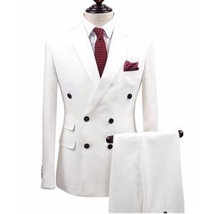 Męskie garnitury 2 sztuki Double Breasted Groom Terno Masculino Palenie Slim Fit Men Wedding Garnitury Blazer Tuxedo Jacket + Spodnie Custom