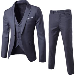 (Blazer+Pant+Vest) 3Pcs/Set Dark Grey Suits Slim Wedding Set Classic Blazers Male Formal Business Dress Suit Male Terno Masculino