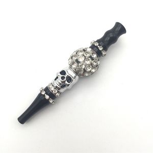 Black Skulls Hookah Shishas Portable Inlay Crystal Smoking Holder Jewelly Mesh Round Smoke Accessories Pipes Nozzle Detachable ml C2