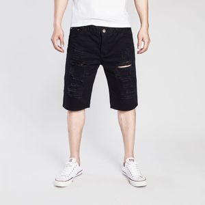 Calças masculinas 5 cores retrô casual mens verão shorts jeans buraco rasgado lavado jeans moda high street